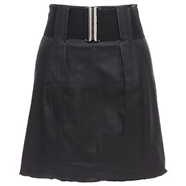 Saia com cinto elástico largo em couro com logo Pierre Balmain Preto