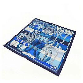 Bufanda de seda Hermès Carré 45 Azul Azul