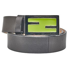 Fendi Leder Gürtel schwarz silber grün Schwarz