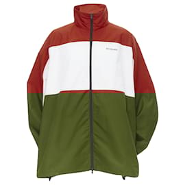 Balenciaga-Balenciaga colorblocked logo poplin track jacket-Red