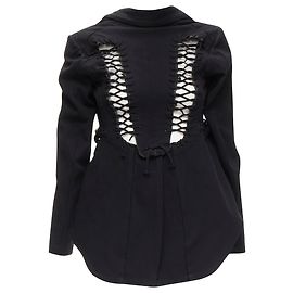Dekonstruierte Spitzenjacke mit Ösen von Comme Des Garcons Schwarz