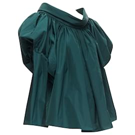 Alexander Mcqueen-Alexander McQueen puff sleeve bateau high collar top-Green