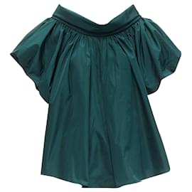 Alexander Mcqueen-Alexander McQueen puff sleeve bateau high collar top-Green