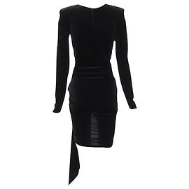 Vestido mini drapeado de veludo com decote em V e laço de Alexandre Vauthier Preto