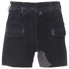Bermuda cargo em denim camuflado com logo triangular Prada Preto