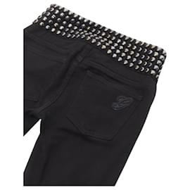 Gucci-Gucci silver dome stud embellishment waist denim Jeans-Black