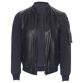 Lanvin Alber Elbaz contrast lamb leather bomber jacket Black