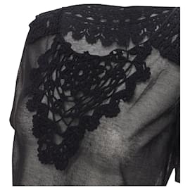 Dolce & Gabbana-Dolce & Gabbana crochet lace sheer rolled edges fine top-Black