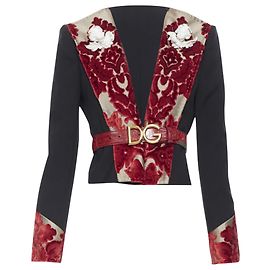 Blazer in velluto di lana con spilla Dolce & Gabbana Nero