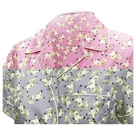 Gucci-Gucci CNY silk piggy print cropped pajama shirt-Pink