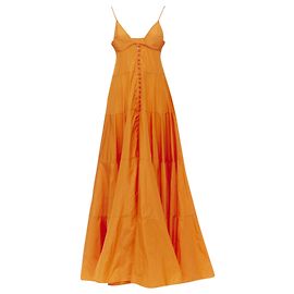 Vestido maxi de tafetá com botões Jacquemus Laranja