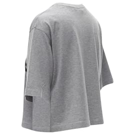 Fendi-Fendi Femme Fierce embroidery FF logo cropped cotton tshirt-Grey
