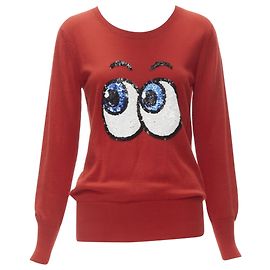 Markus Lupfer Pullover mit Comic-Augen aus Pailletten von MarkLupfer Rot