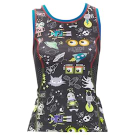 Fendi-Fendi Activewear FF robot Monster Eye tank top-Black