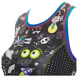 Fendi-Fendi Activewear FF robot Monster Eye tank top-Black