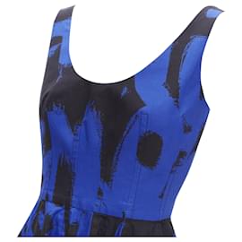 Alexander Mcqueen-Alexander McQueen abstract print scoop dress-Blue