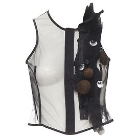Chaleco transparente de bolas de fieltro de cristales Comme Des Garcons Negro
