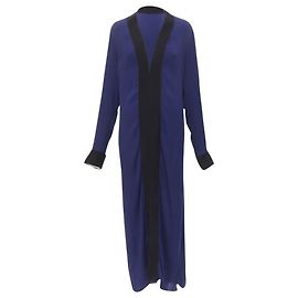 Haider Ackermann rayon silk trimmed long robe jacket Blue