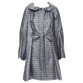 Marc Jacobs metallic floral jacquard belted opera coat Blue