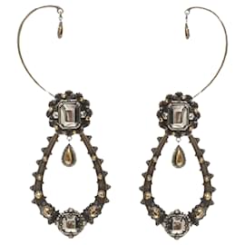 Alexander Mcqueen-Alexander McQueen silver rhinestone teardrop earcuff statement earring-Silvery,Metallic