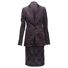 Gucci-Gucci Tom Ford oriental leaf jacquard blazer skirt su-Purple
