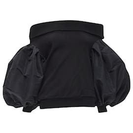 Alexander Mcqueen-Alexander McQueen cotton ultra puff sleeve off shoulder sweater-Black