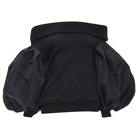 Suéter de algodão com mangas ultra bufantes off shoulder da Alexander McQueen Preto