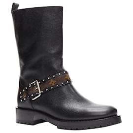 Louis Vuitton-Louis Vuitton LV monogram top strap pull on motorcycle boots-Black