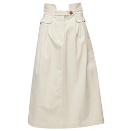 Sea New York Saia A-line de algodão peplum com bolso e cinto na cintura Sea York Branco Cru