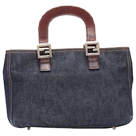 Fendi-Fendi Twin denim FF buckle handle bag-Brown