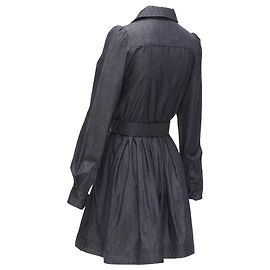Vestido safari de denim de algodão com pregas e bolsos frontais Dice Kayek Azul