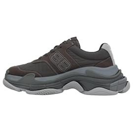 Balenciaga-Balenciaga Triple S Cinza Escuro Mix-Cinza