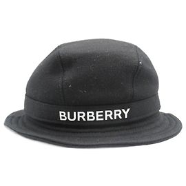 Chapéu bucket de algodão preto com logo Burberry Preto