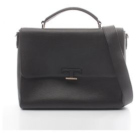 Tod's Leather T Timeless Briefcase Black Black