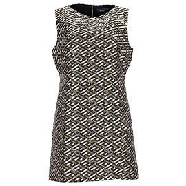 Versace Geometric Print Mini Sleeveless Shift Dress in Multicolor Polyester Multiple colors