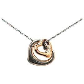 Tiffany & Co-Collier Double Cœur Ouvert Tiffany & Co Argent Or-Argenté,Métallisé