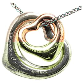 Tiffany & Co-Collier Double Cœur Ouvert Tiffany & Co Argent Or-Argenté,Métallisé