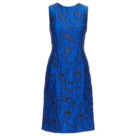 Abito midi floreale in cloque Lurex Oscar De La Renta Blu