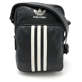 Balenciaga-Balenciaga Adidas Leather Crossbody Bag Black-Black