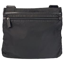 Prada-Prada Nylon Tessuto Logo Plate Shoulder Bag-Black