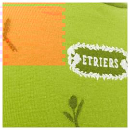 Hermès-Hermes Etriers Wool Cashmere Floral Embroidered Sweater-Orange