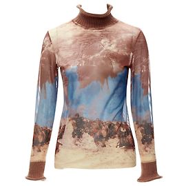 Strick-Turtleneck-Mesh-Oberteil von Jean Paul Gaultier Mehrfarben