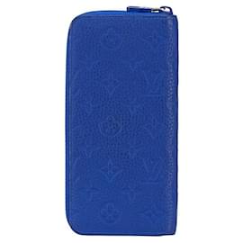 Louis Vuitton-Louis Vuitton Monogram Zippy Wallet Vertical M80791 Neon Blue Leather-Blue