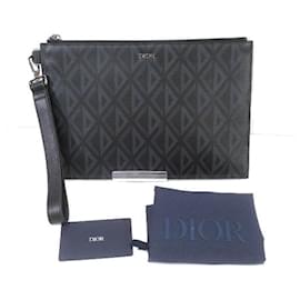 Christian Dior-Dior DC Diamond Coated Canvas Clutch Bag-Black