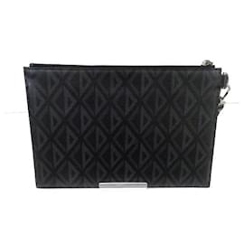 Christian Dior-Dior DC Diamond Coated Canvas Clutch Bag-Black