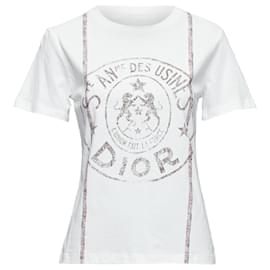 Dior-Christian Dior L'union Fait Le Force Cotton Linen Stamp Tee-White
