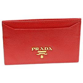 Prada Saffiano Calf Card Case Red 1MC208 Red