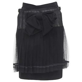 Comme Des Garcons Saia de malha plissada com fivela de laço Comme Des Garçons Preto