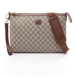 Gucci-Bolsa de Ombro Gucci GG Supreme em Couro PVC-Marrom,Bege