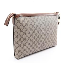 Gucci-Bolsa de Ombro Gucci GG Supreme em Couro PVC-Marrom,Bege